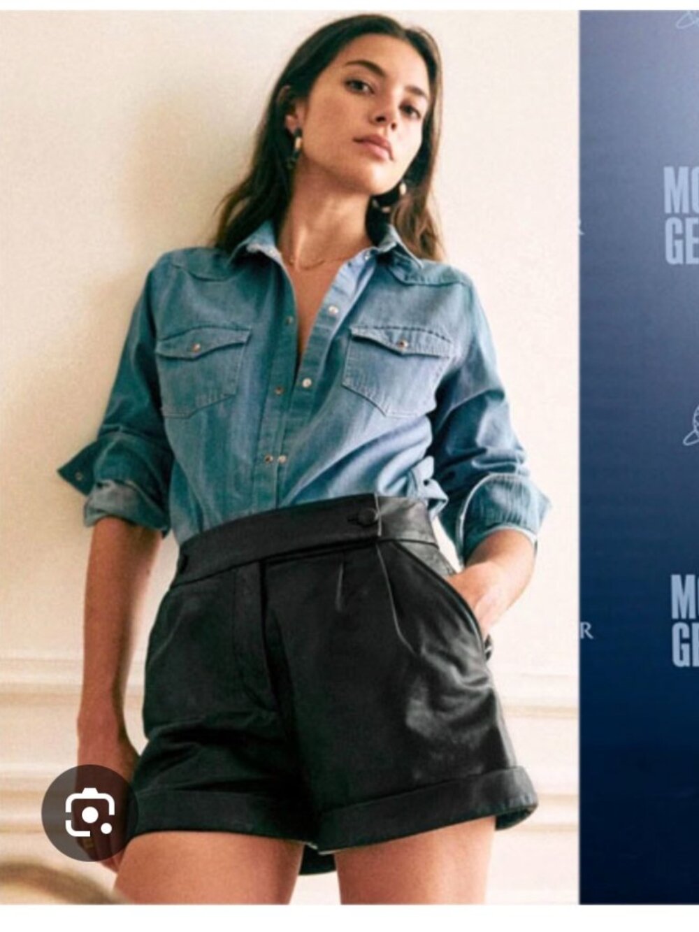 Sézane William shorts in black leather, size FR38 ~ NWT!